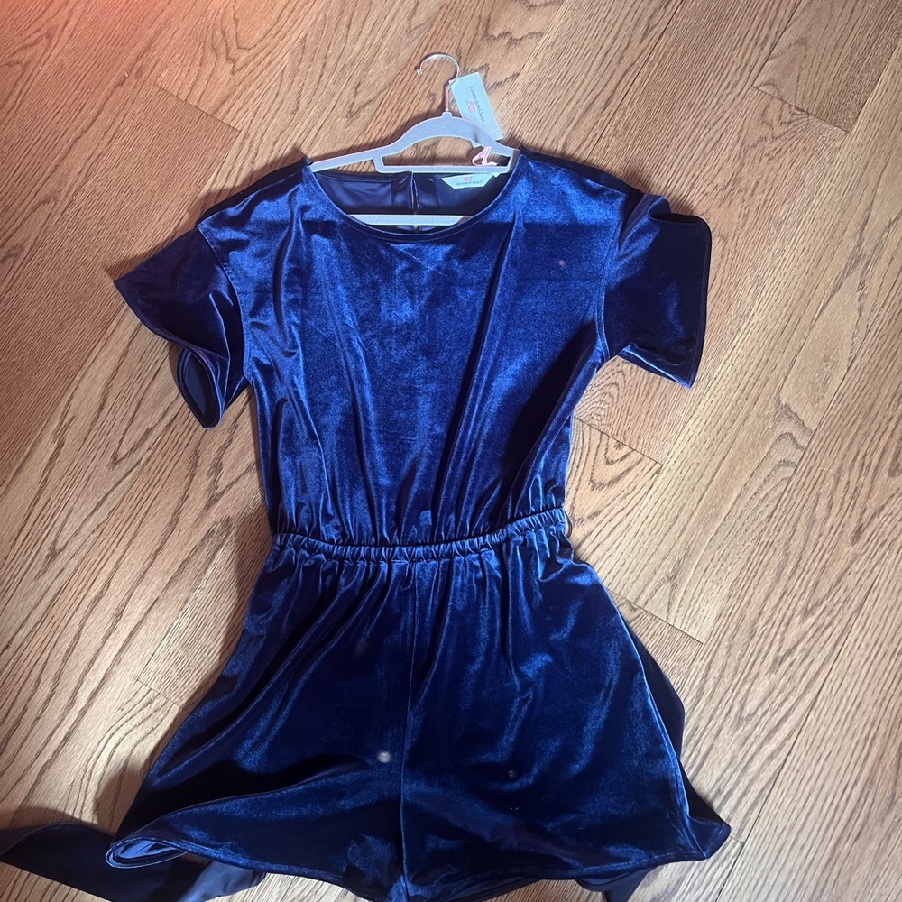 Velvet Vinyard Vine Blue Romper